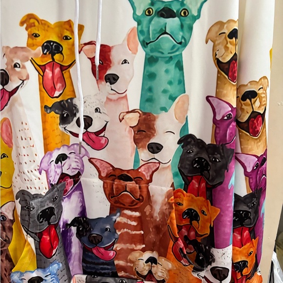 Colorful Dog Print Women's Hoodie - Picture 2 of 7